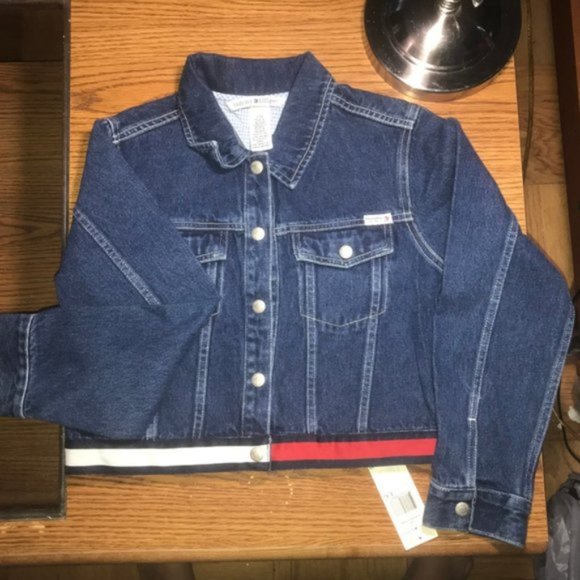 Tommy Hilfiger denim jacket girls Large NWT - Picture 1 of 6